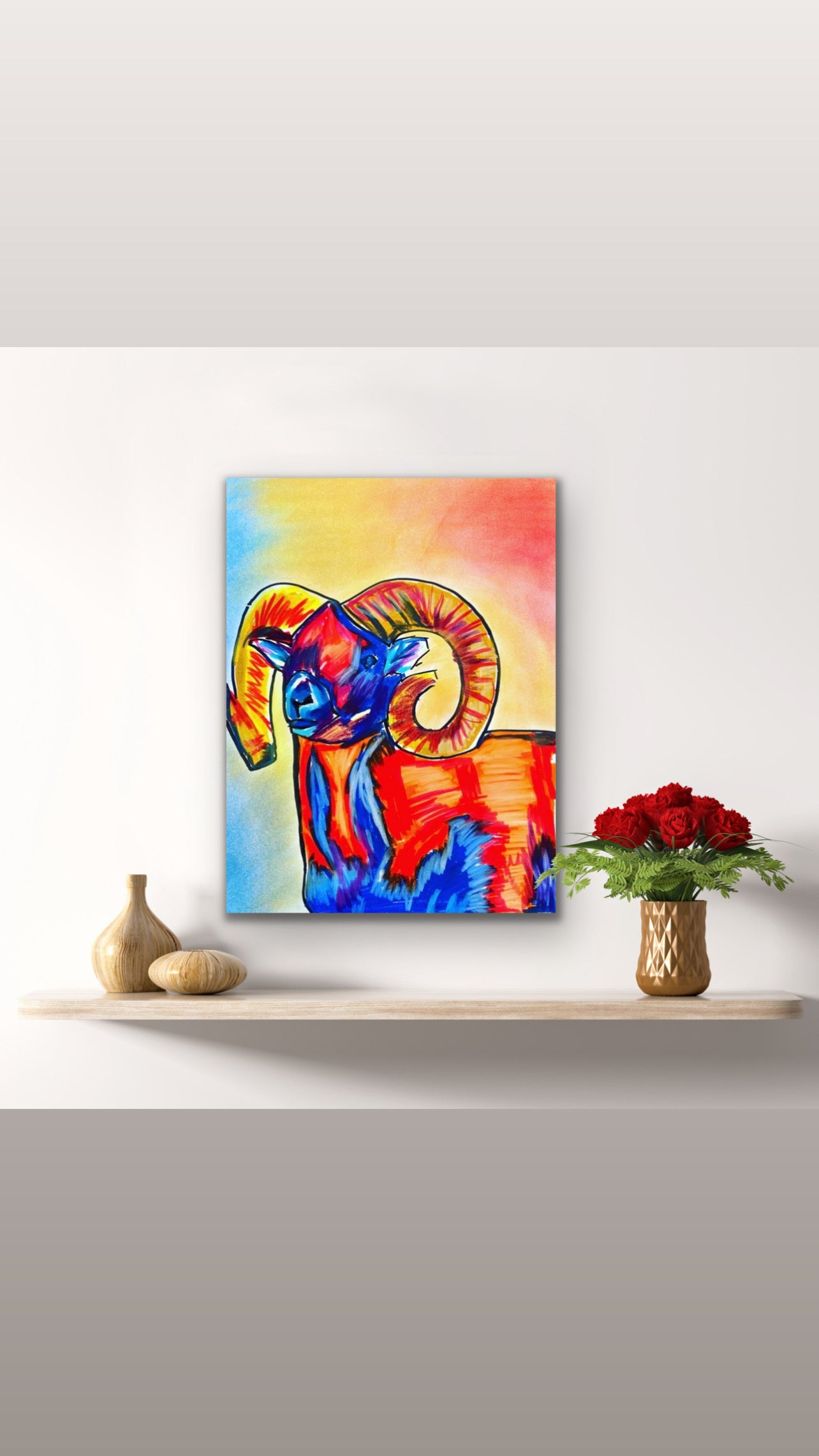 Mouflon - Stretched Canvas Print in more sizes