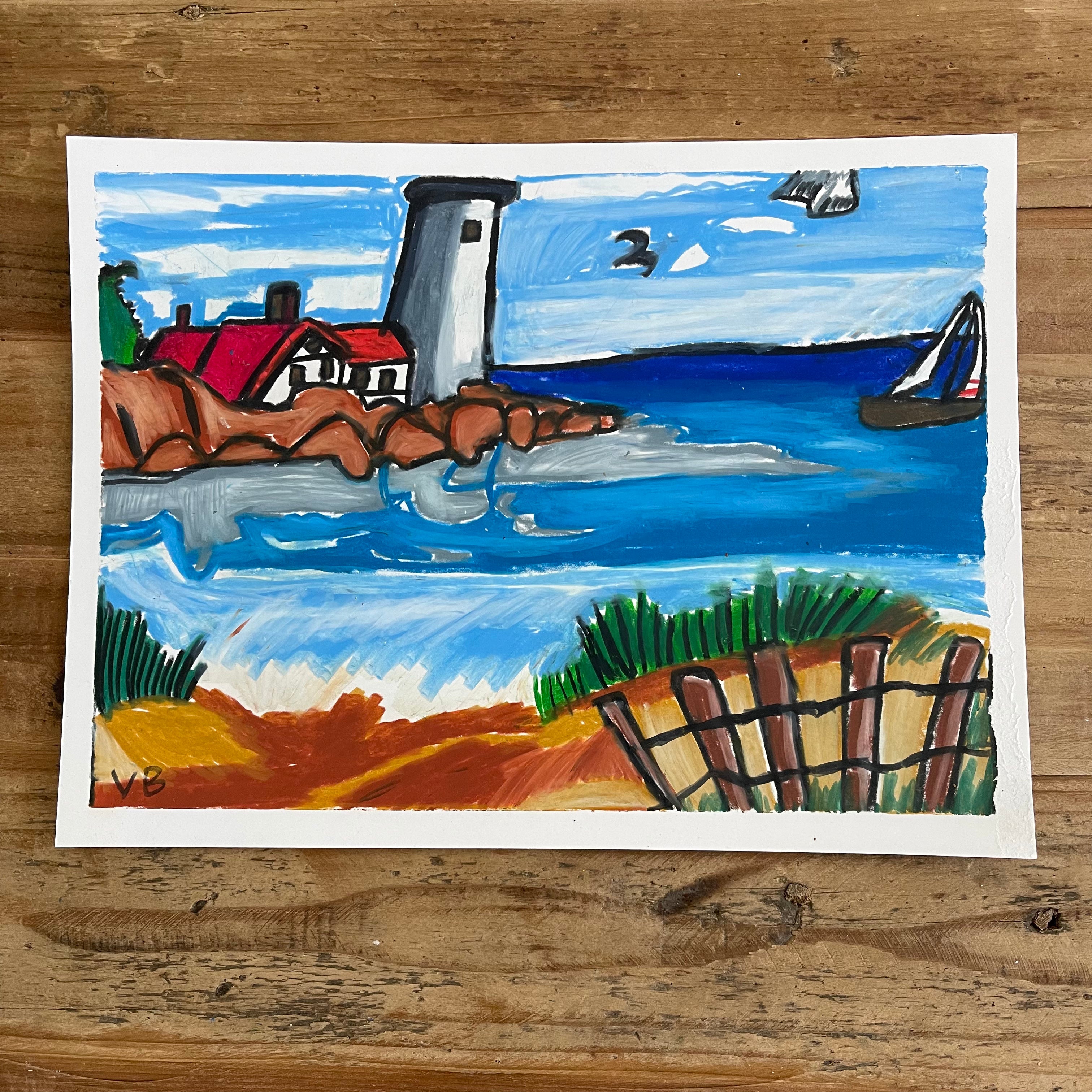 Lighthouse - original 9x12" - Vichy's Art