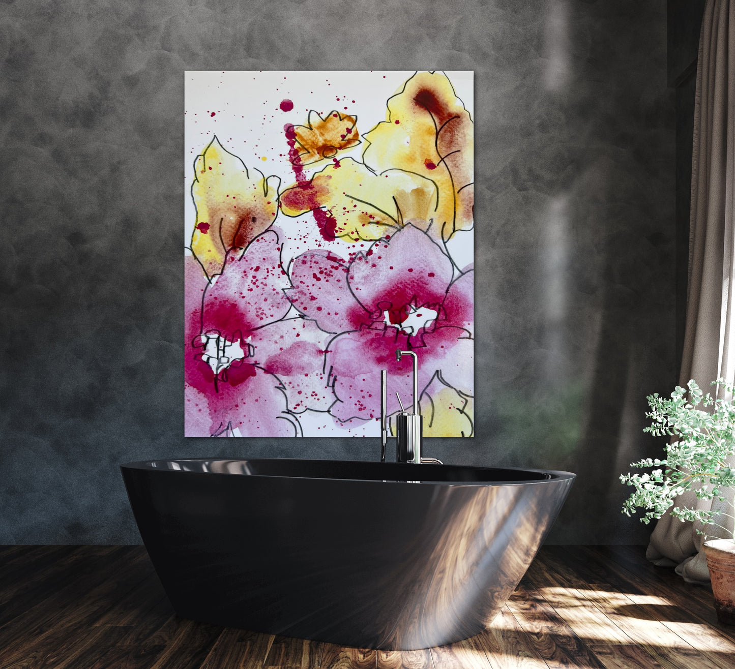 Two Pink Flowers - fine prints of original artwork