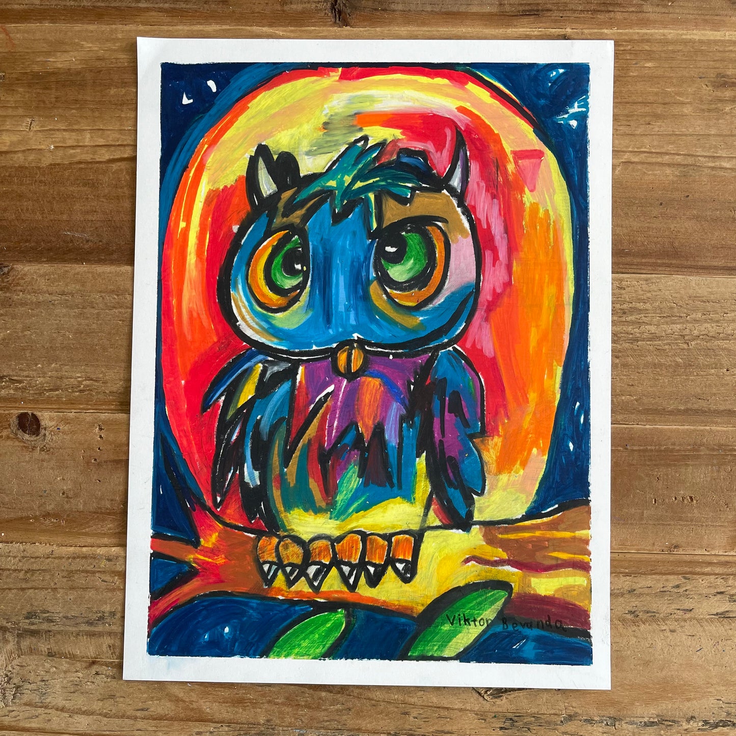 Moonlight Owl - ORIGINAL 9x12"
