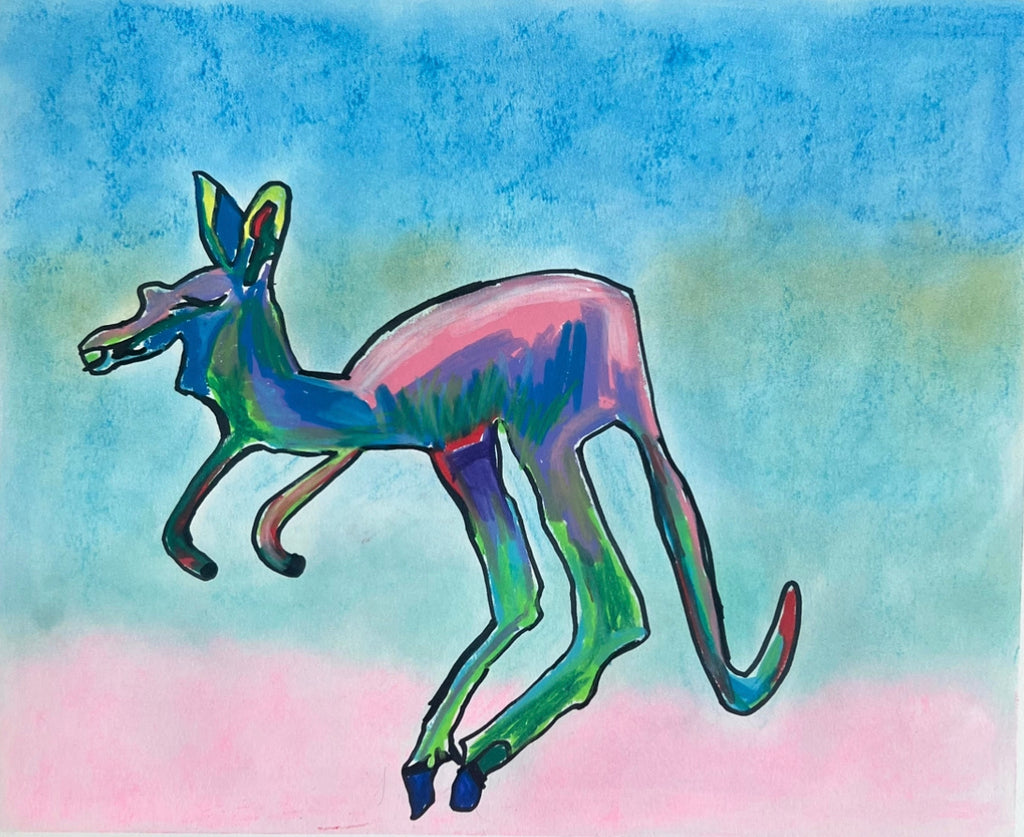 Kangaroo  - ORIGINAL OIL PASTEL ARTWORK -14x17"
