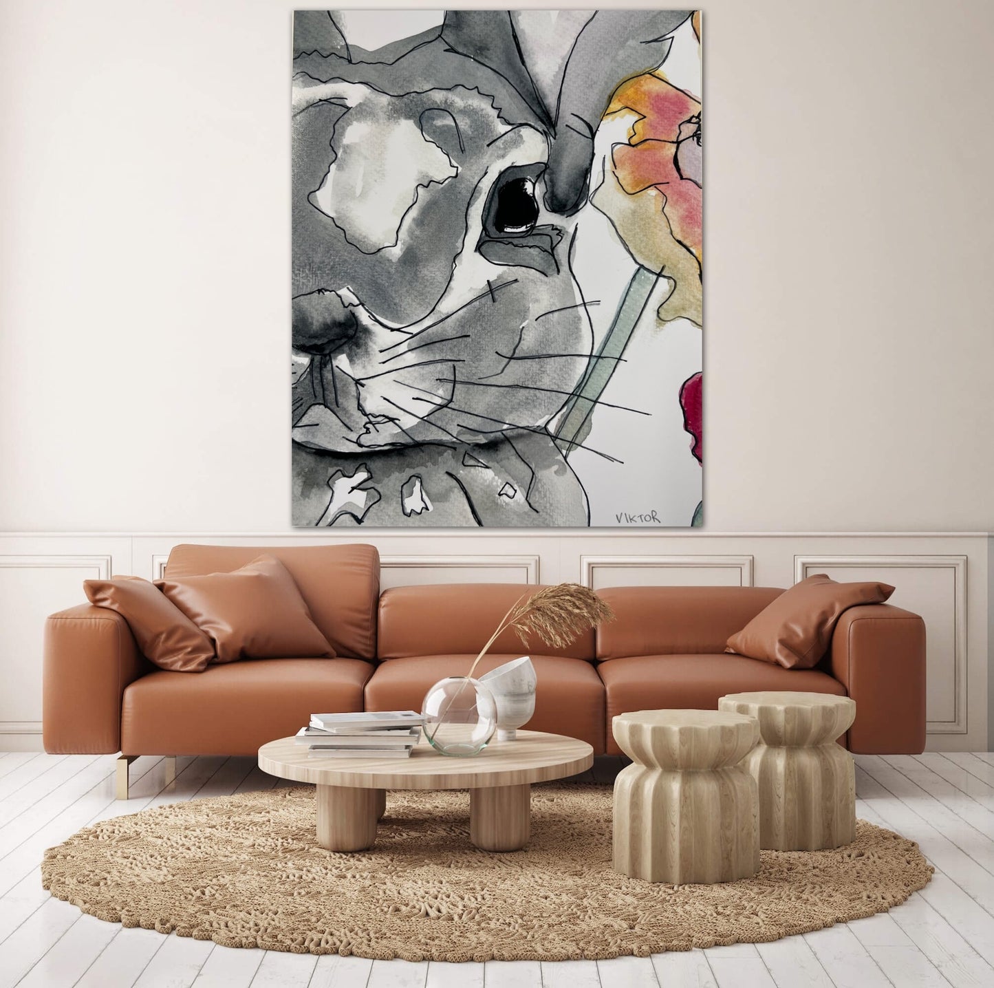 Rabbit Collection 4 (half face) - Print, Poster and Stretched Canvas Print