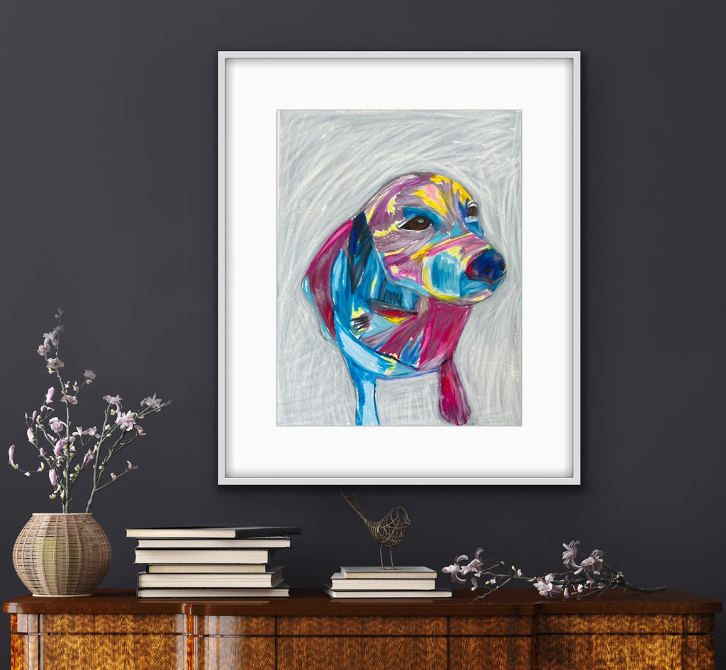 Colorful Labrador - ORIGINAL OIL PASTEL ARTWORK - 11x14"