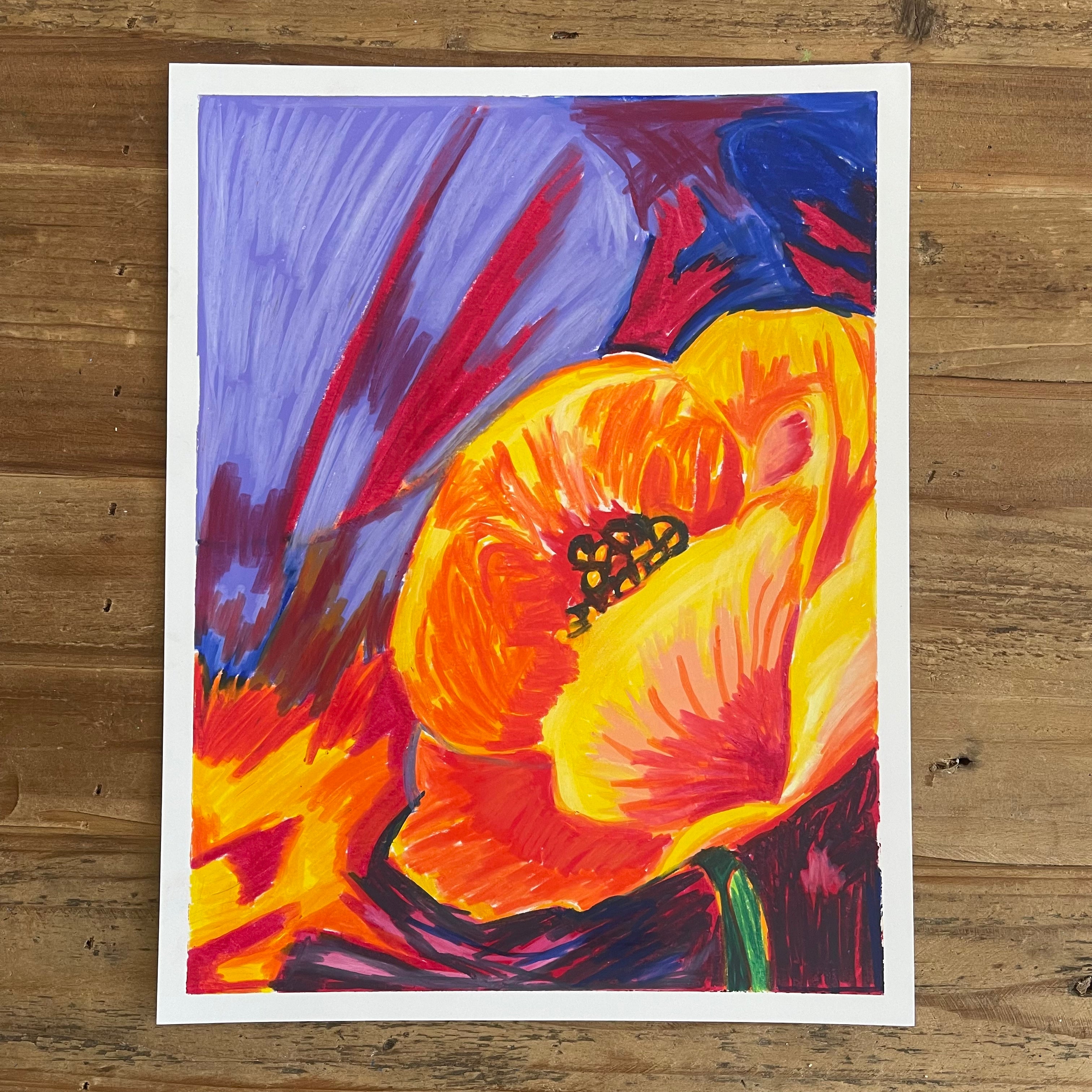 Yellow Poppy - ORIGINAL 11x14"