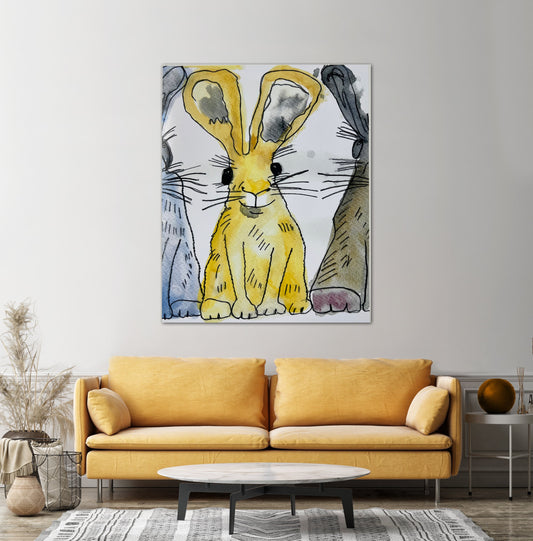 Rabbit Collection 5 (Three Rabbits) - Print, Poster and Stretched Canvas Print