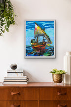 Dhow Sailing Boat - ORIGINAL 14x17” - Vichy's Art