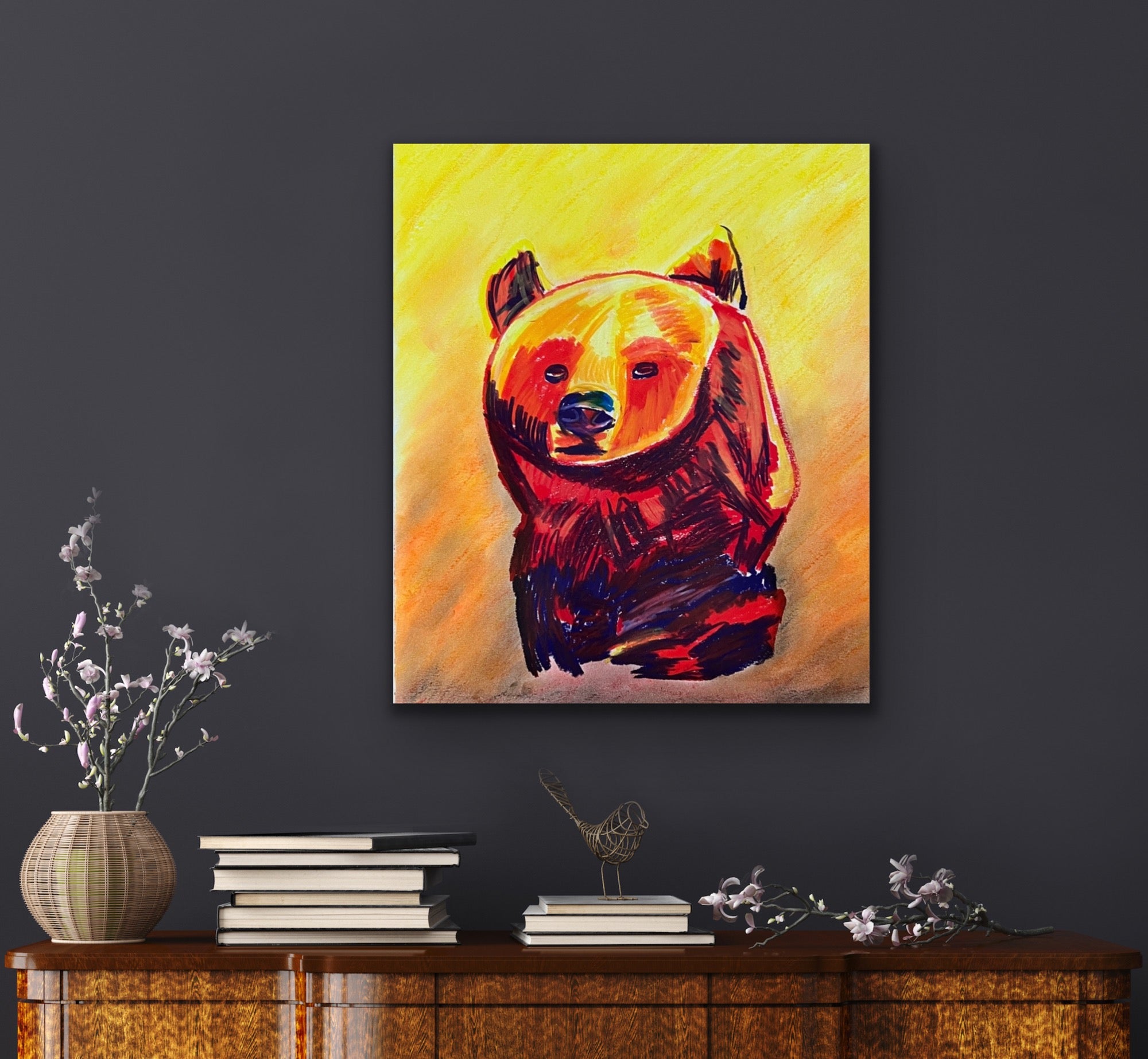 Bear - ORIGINAL OIL PASTEL ARTWORK - 14x17