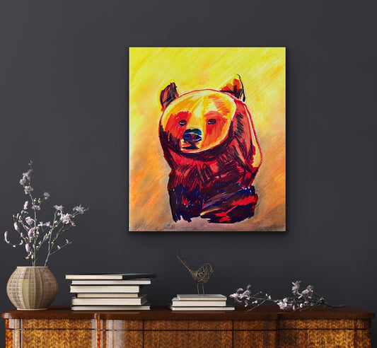 Bear  - ORIGINAL OIL PASTEL ARTWORK - 14x17"