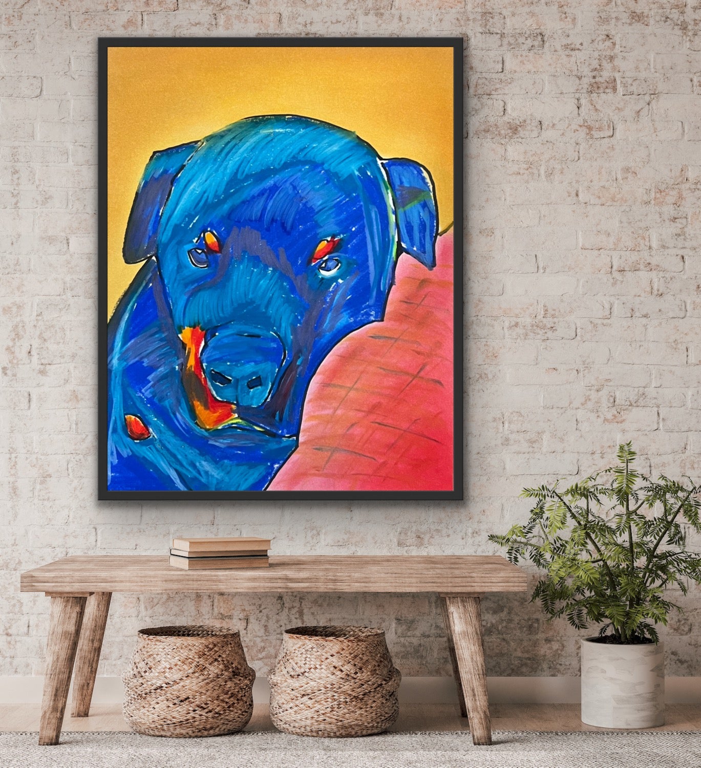Cuddly Rottweiler - ORIGINAL OIL PASTEL ARTWORK - 11x14"