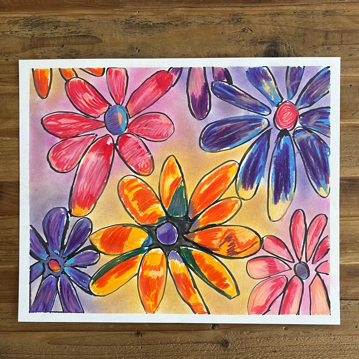 Colorful Flowers - ORIGINAL 14x17”