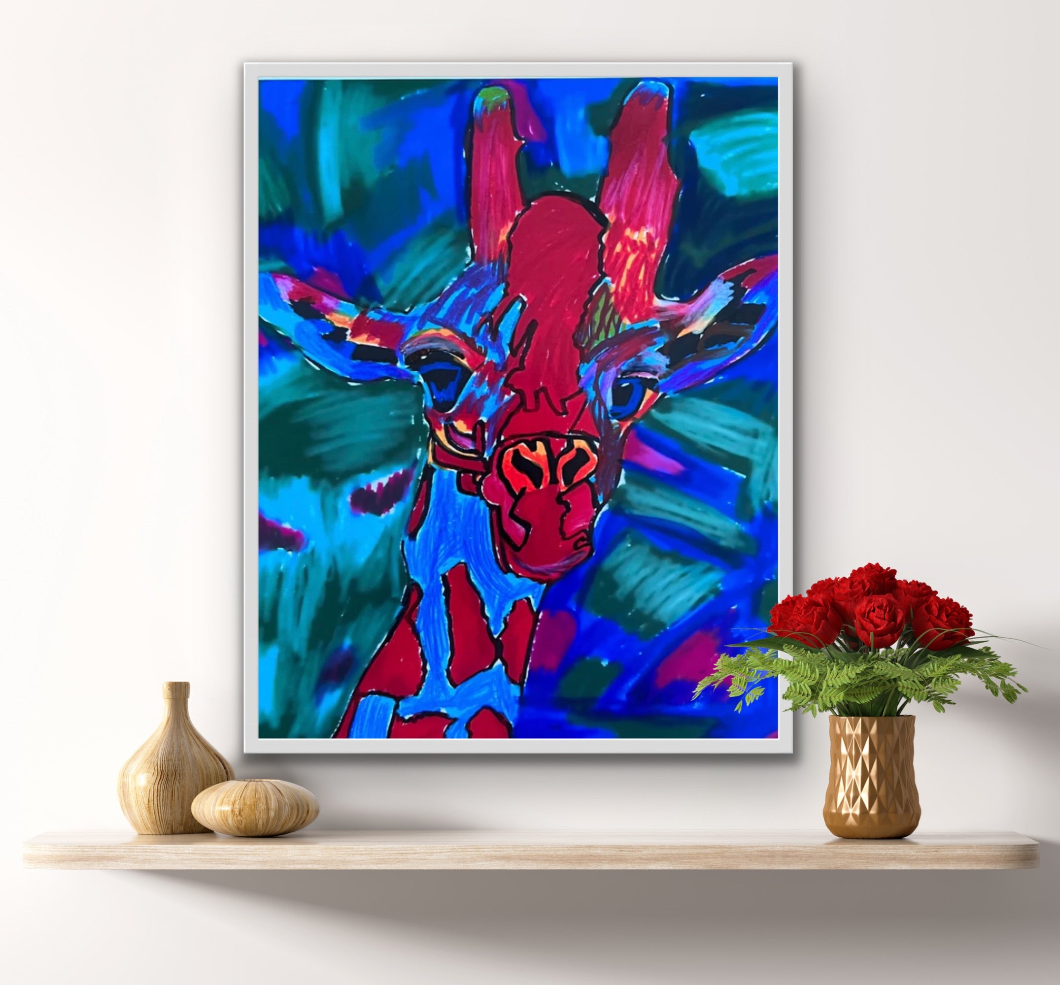 Colorful Giraffe - ORIGINAL 11x14"