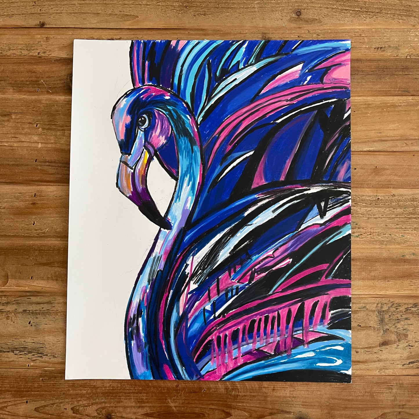 Purple Flamingo - ORIGINAL  14x17”