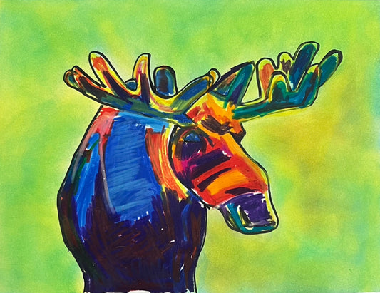Moose  - ORIGINAL OIL PASTEL ARTWORK - 11x14"