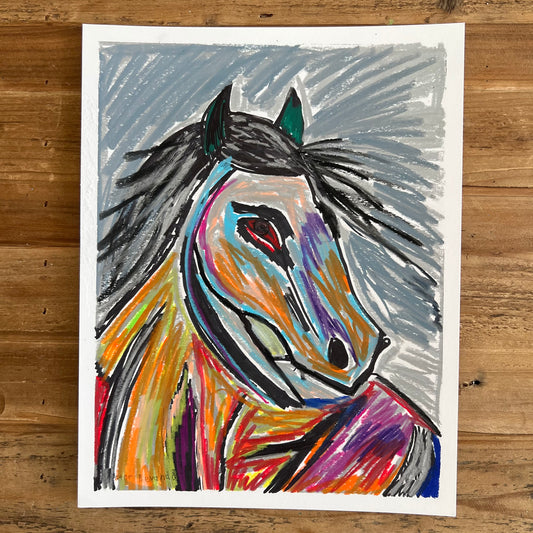 Colorful  Horse  - ORIGINAL 11x14"