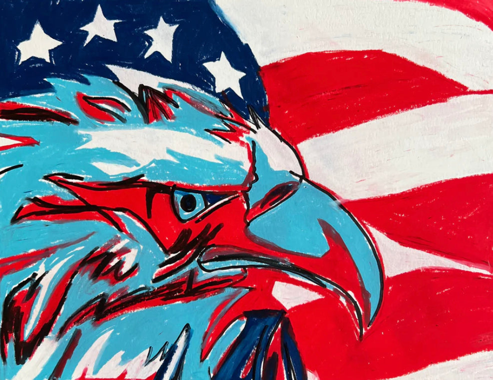 American Eagle - original oil pastel artwork in size 11x14"