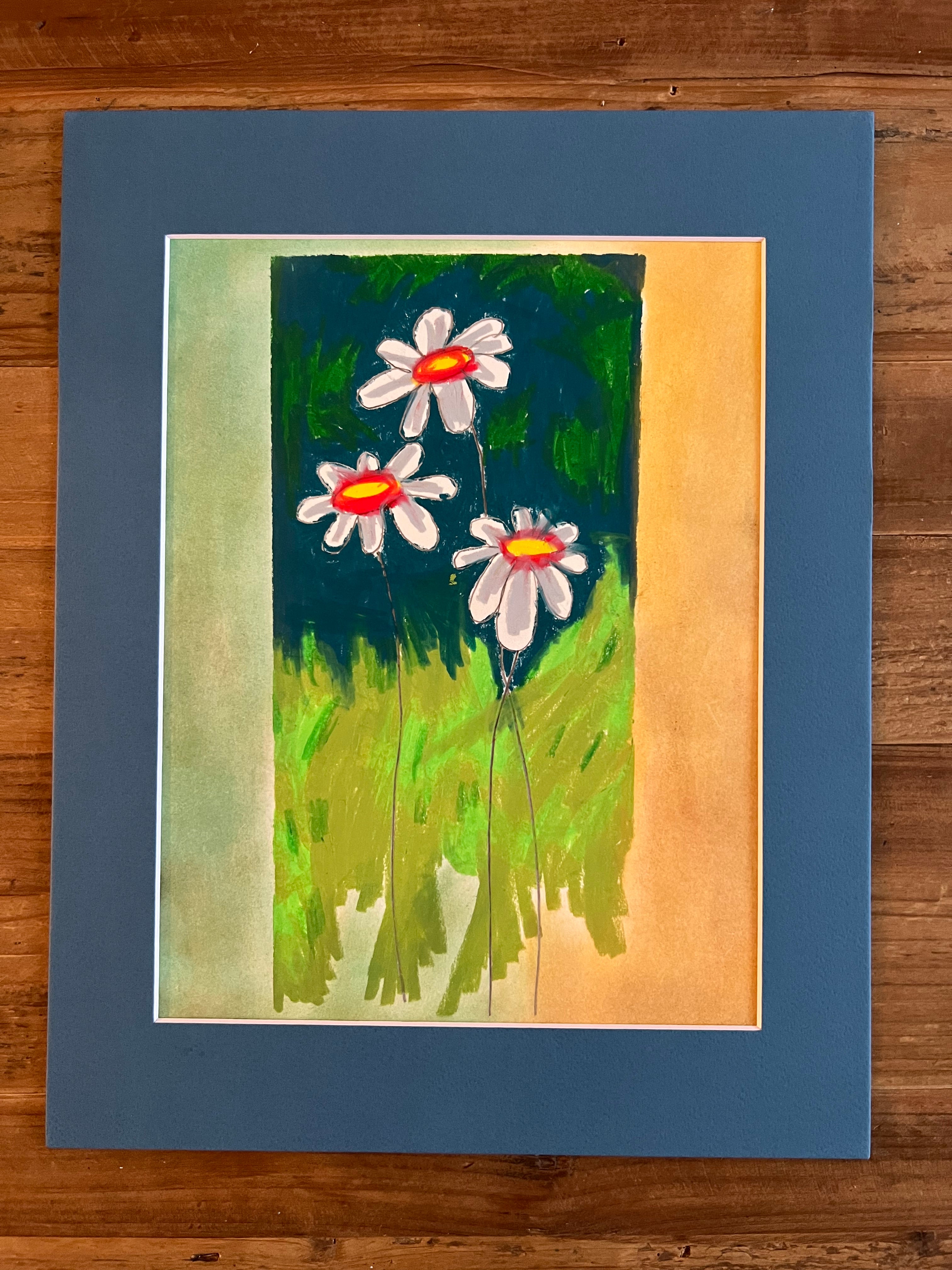 Daisy Flowers Green - ORIGINAL 9x12"