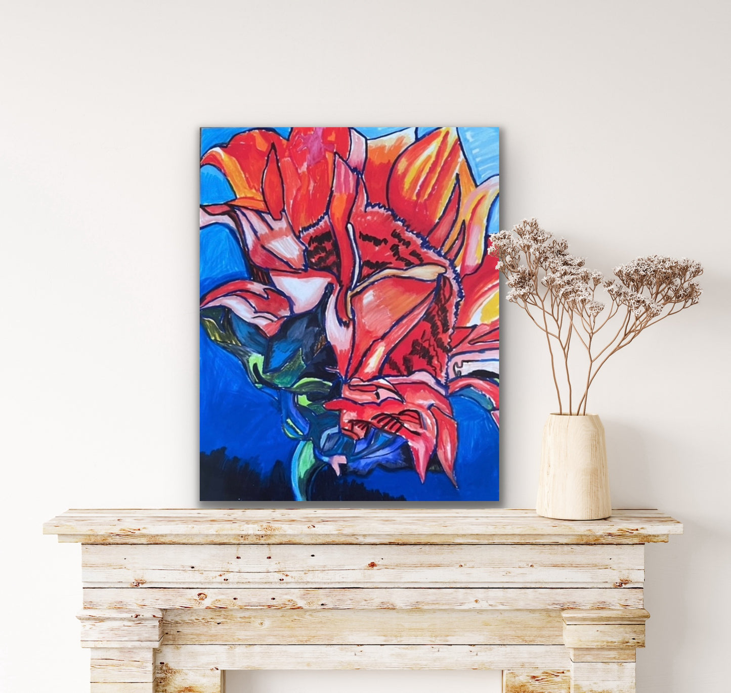 Fire Flower - Stretched Canvas Print in more sizes