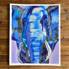 Blue Elephant - ORIGINAL 14x17" FRAMED