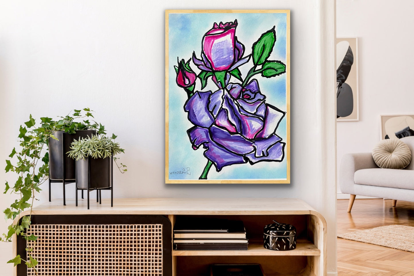 Purple Rose  - ORIGINAL 9x12"