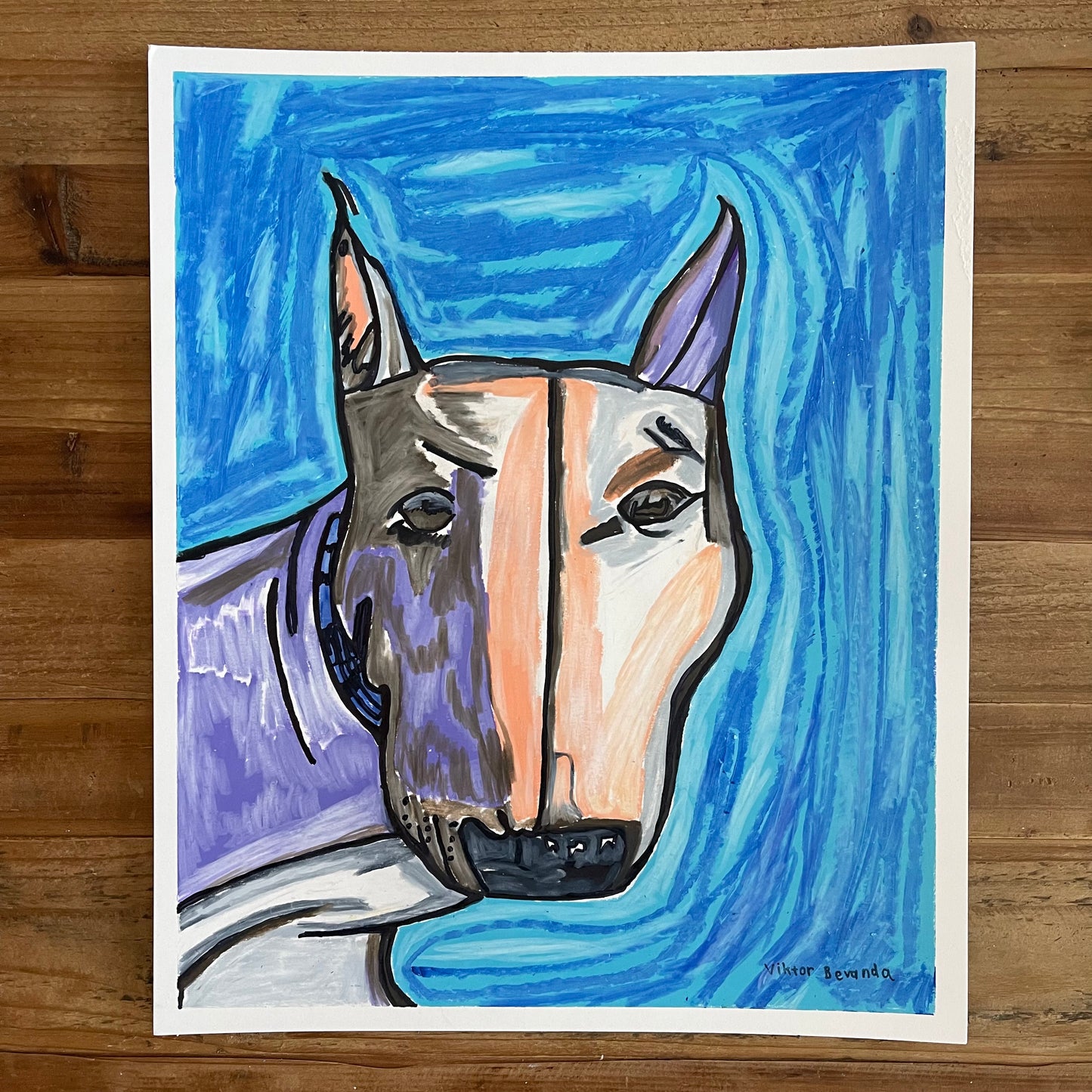 English Bull Terrier Roxy - ORIGINAL 14x17”