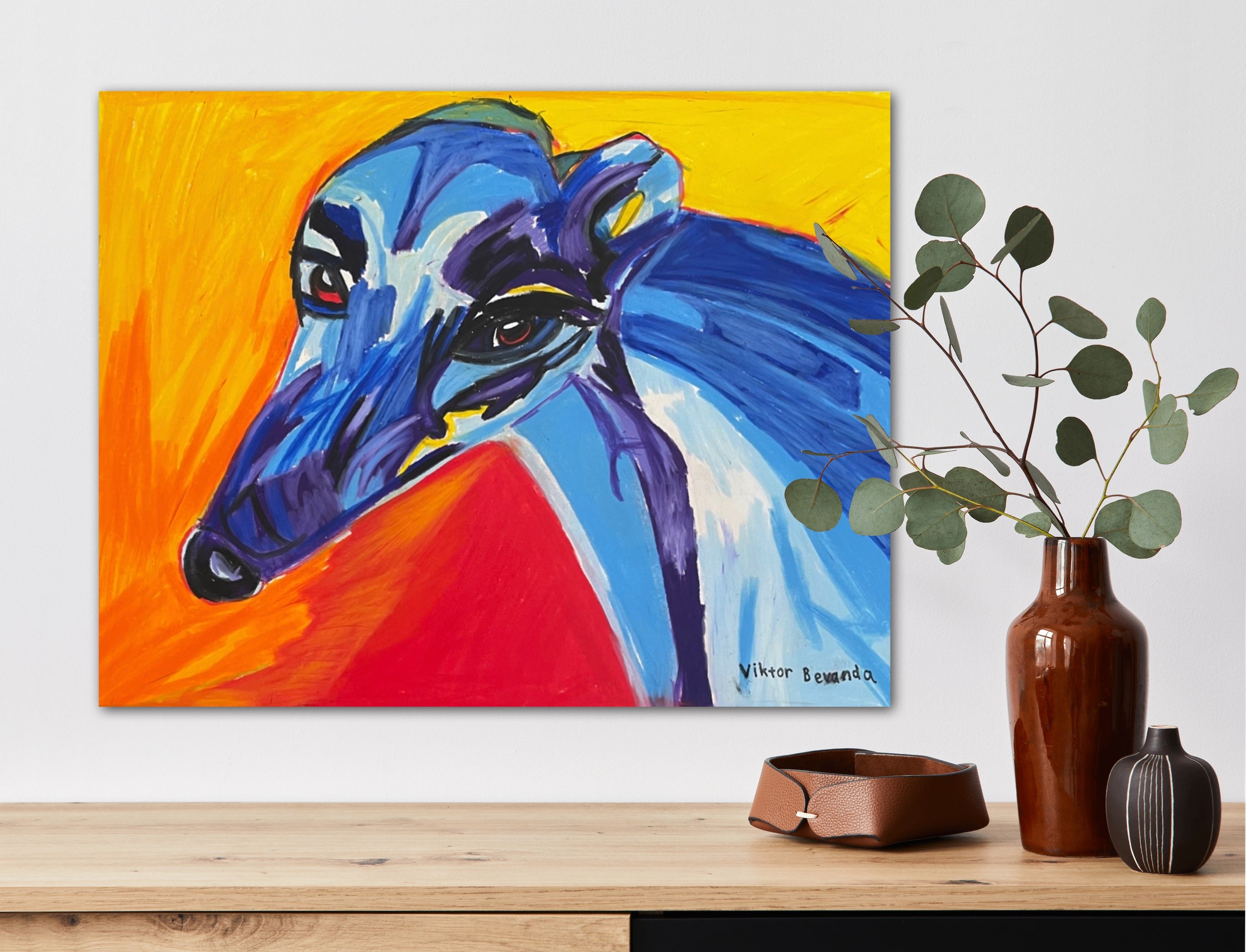 Greyhound Dog Print Poster or Stretched Canvas Print in more