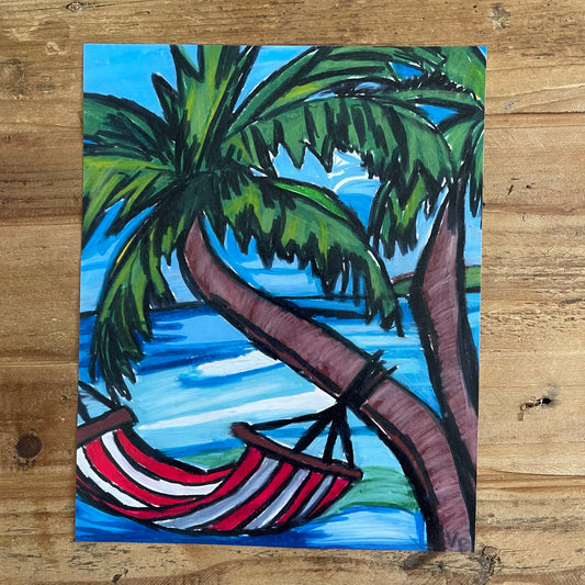 Hammock - original 9x12" - Vichy's Art