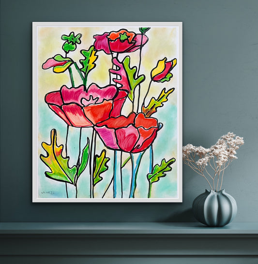 Poppy Flower - Stretched Canvas Print in more sizes